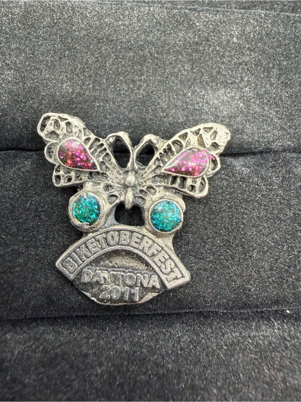 Daytona Beach biketoberfest butterfly brooch pin Bike Week 2011 Jewels Glitter
